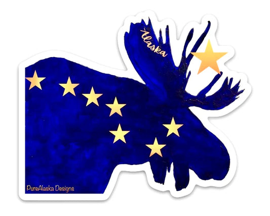 Alaska Flag Moose Sticker PAK