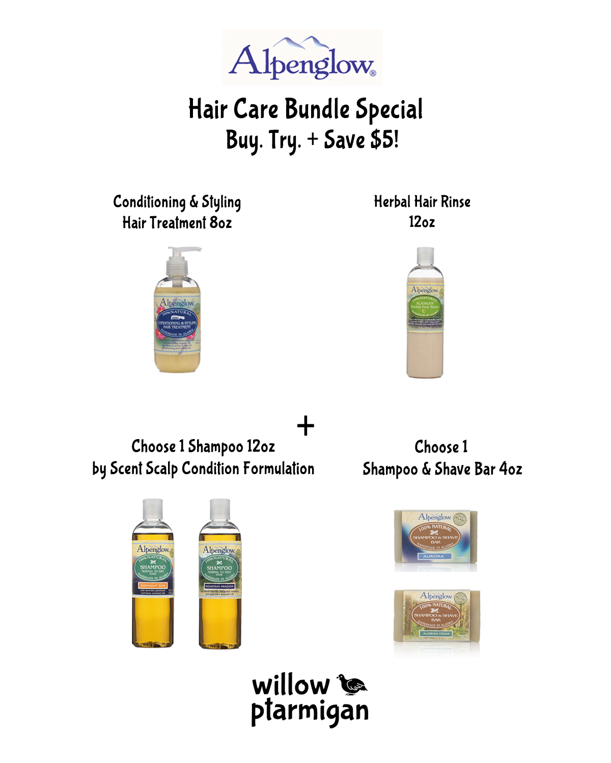 Alpenglow Hair Care Bundle Special, All 4 Products! ***Save $5!*** ALP
