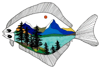 Halibut Landscape Alaska Sticker PAK