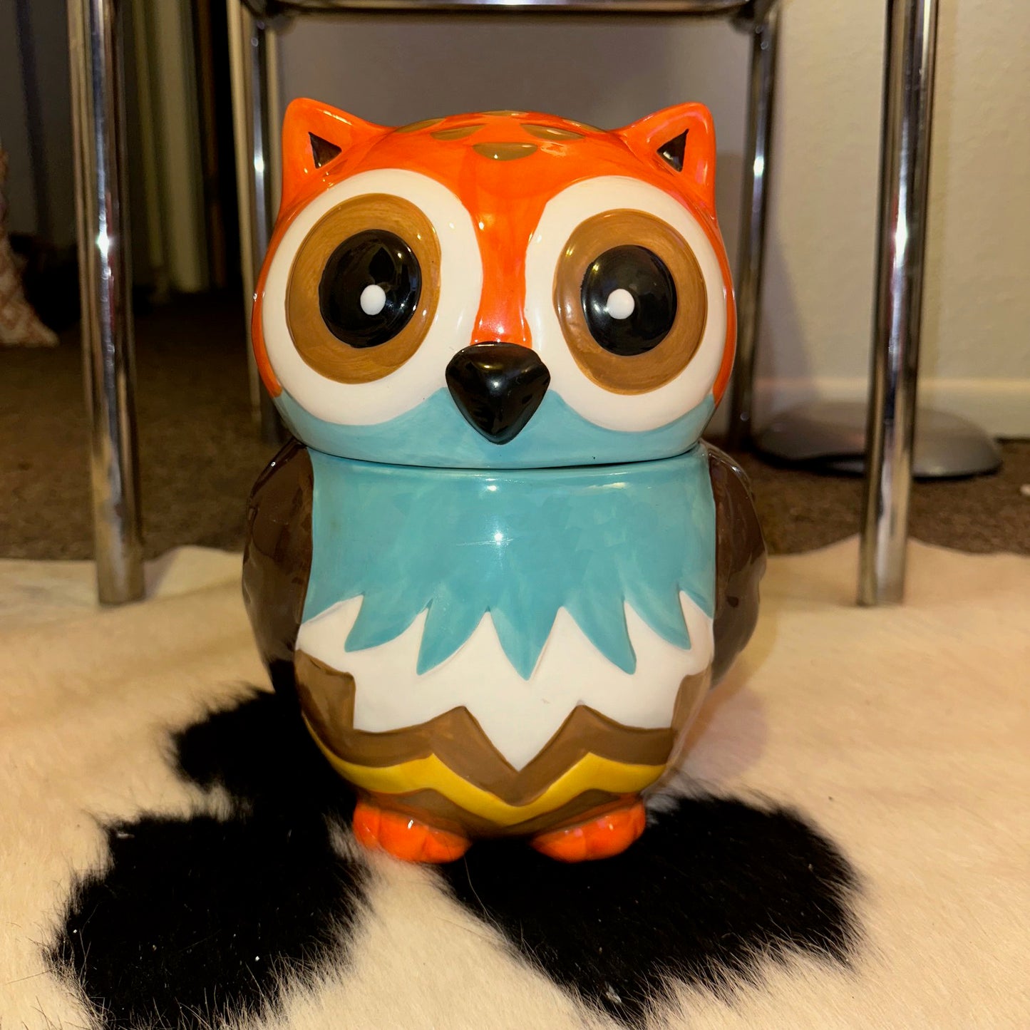 11"  Retro Owl Ceramic Candy Cookie Snack Jar