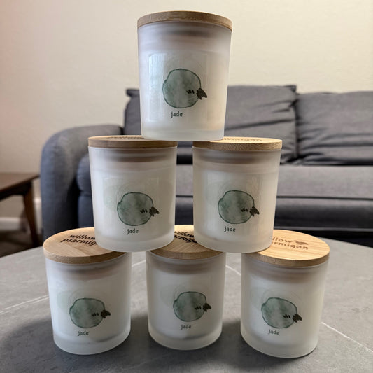 Jade Wood Wick Candle, 10oz Frosted Glass Jar