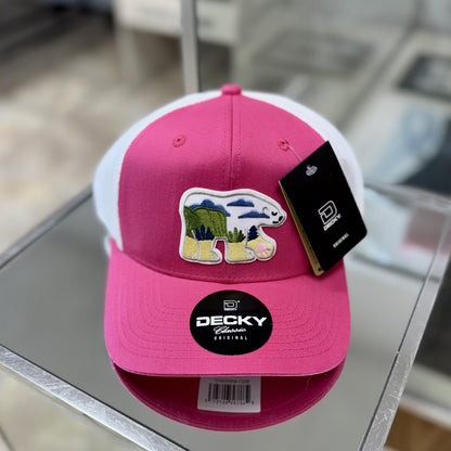 Arctic Polar Bear Patch x Mesh Trucker Hat (Pink/White), Special Order
