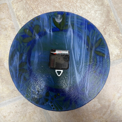 Floral Abstract Fused Glass 14" Wall Clock