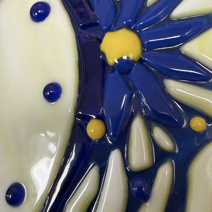 Floral Abstract Fused Glass 14" Wall Clock