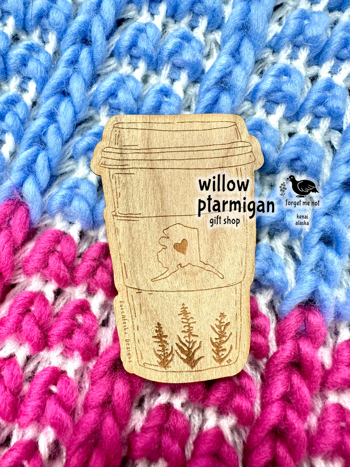 Coffee Heart Alaska Wood Sticker PAK