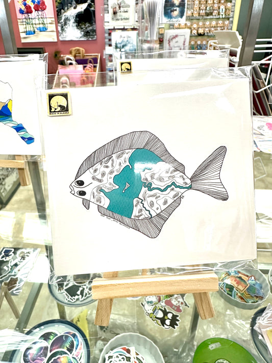 Halibut Cook Inlet Alaska Print w/ Easel PAK