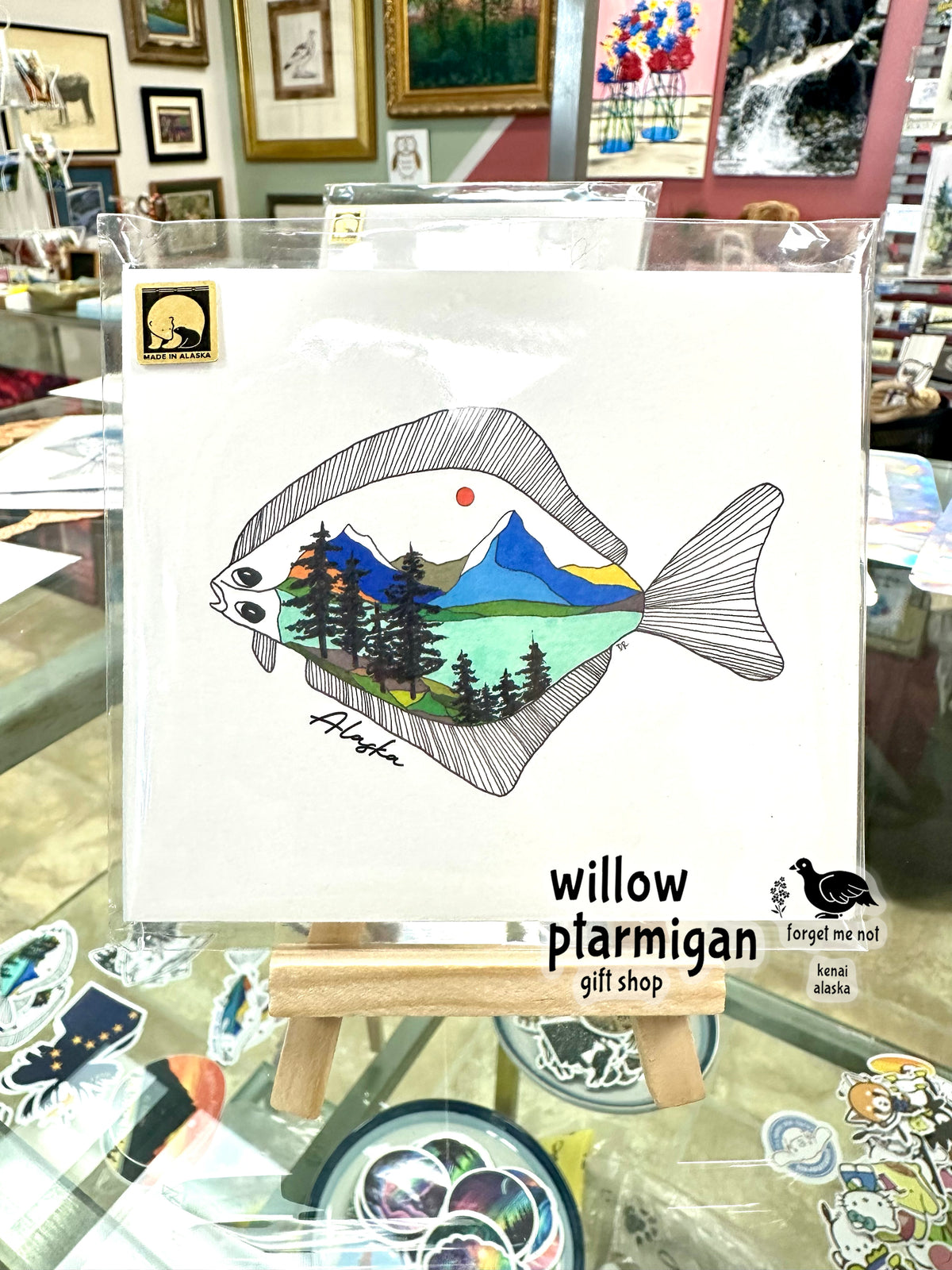 Halibut Alaska Landscape Print w/ Easel PAK