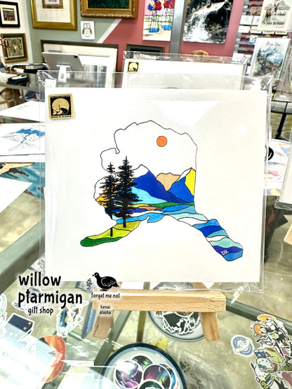Alaska State Landscape Print w/ Easel PAK