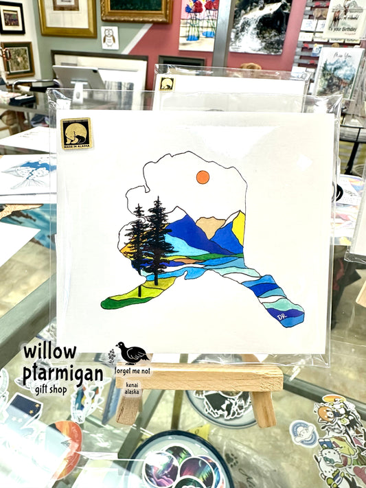 Alaska State Landscape Print w/ Easel PAK