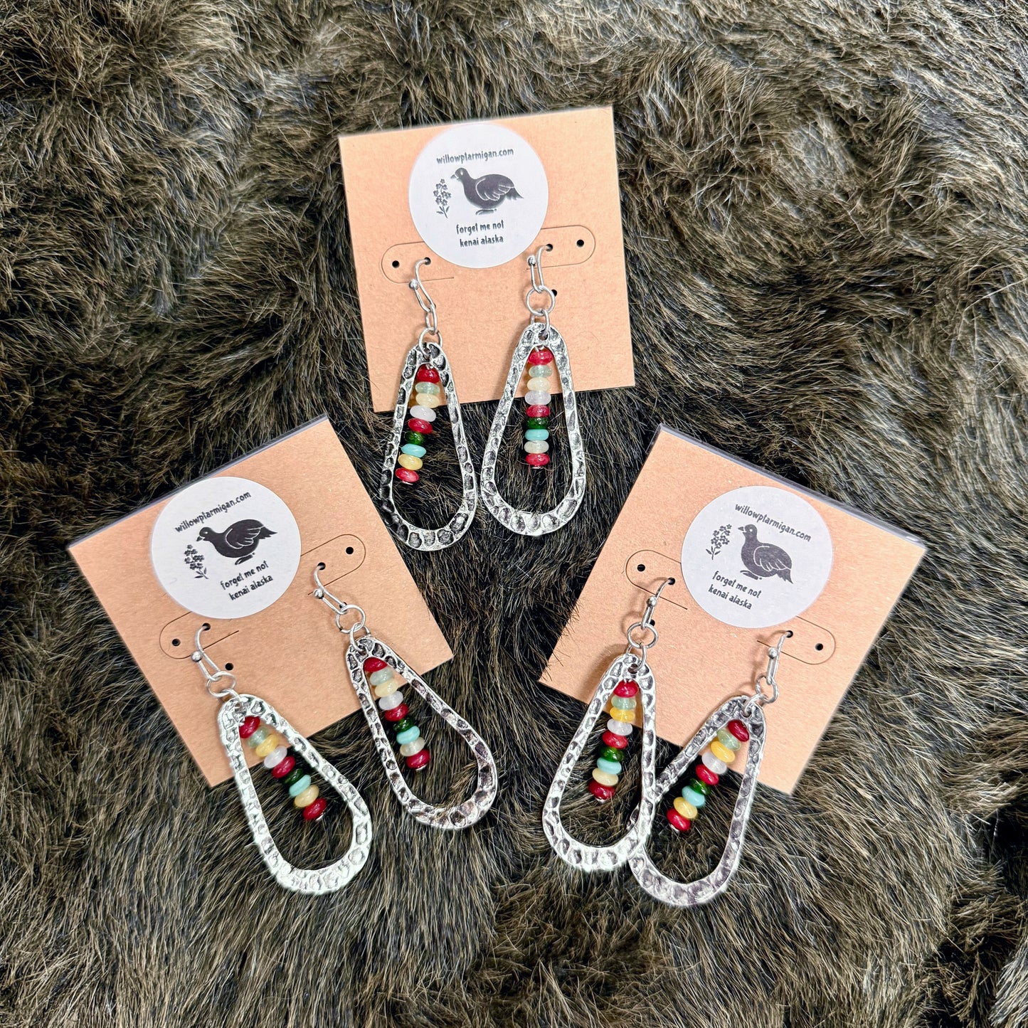 Sadie Silver Hammered Teardrop Metal & Beads Earrings