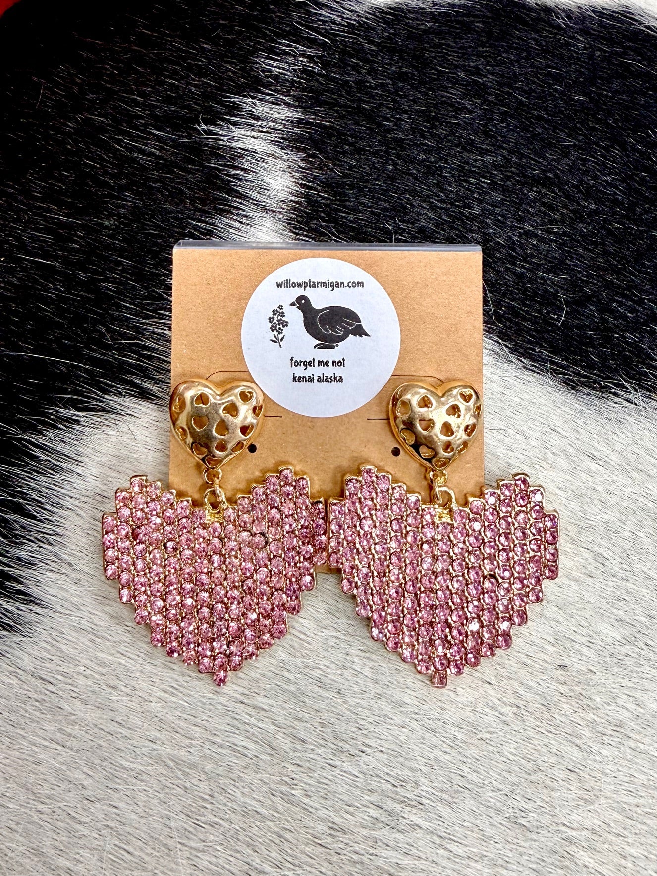 Alyssa Paved Heart Rhinestone Earrings