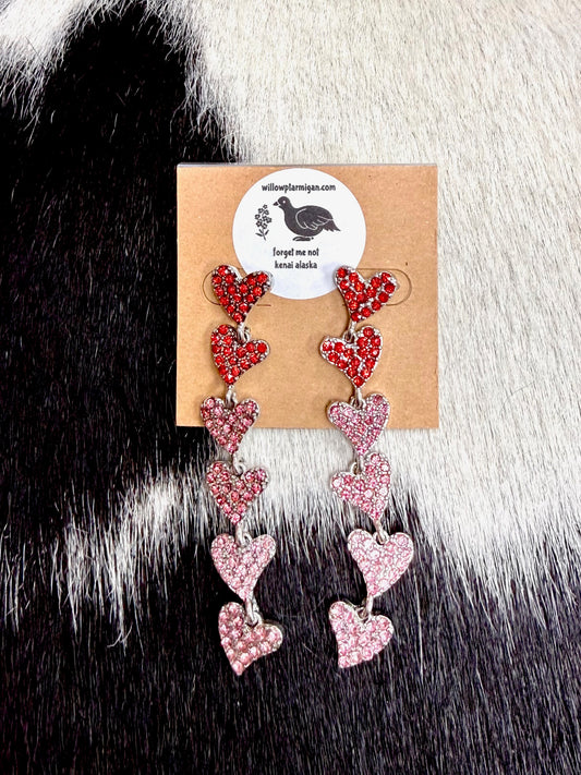 Esme Heart Drops Rhinestone Earrings