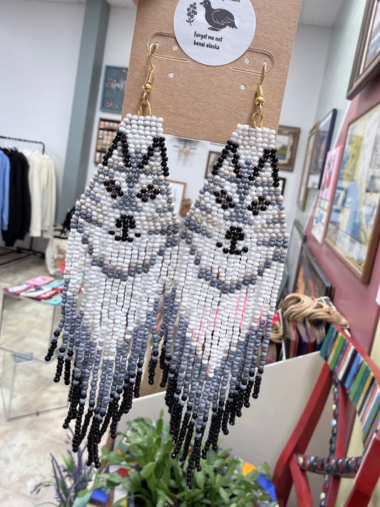 Alaska Wolf Spirit Bead Earrings