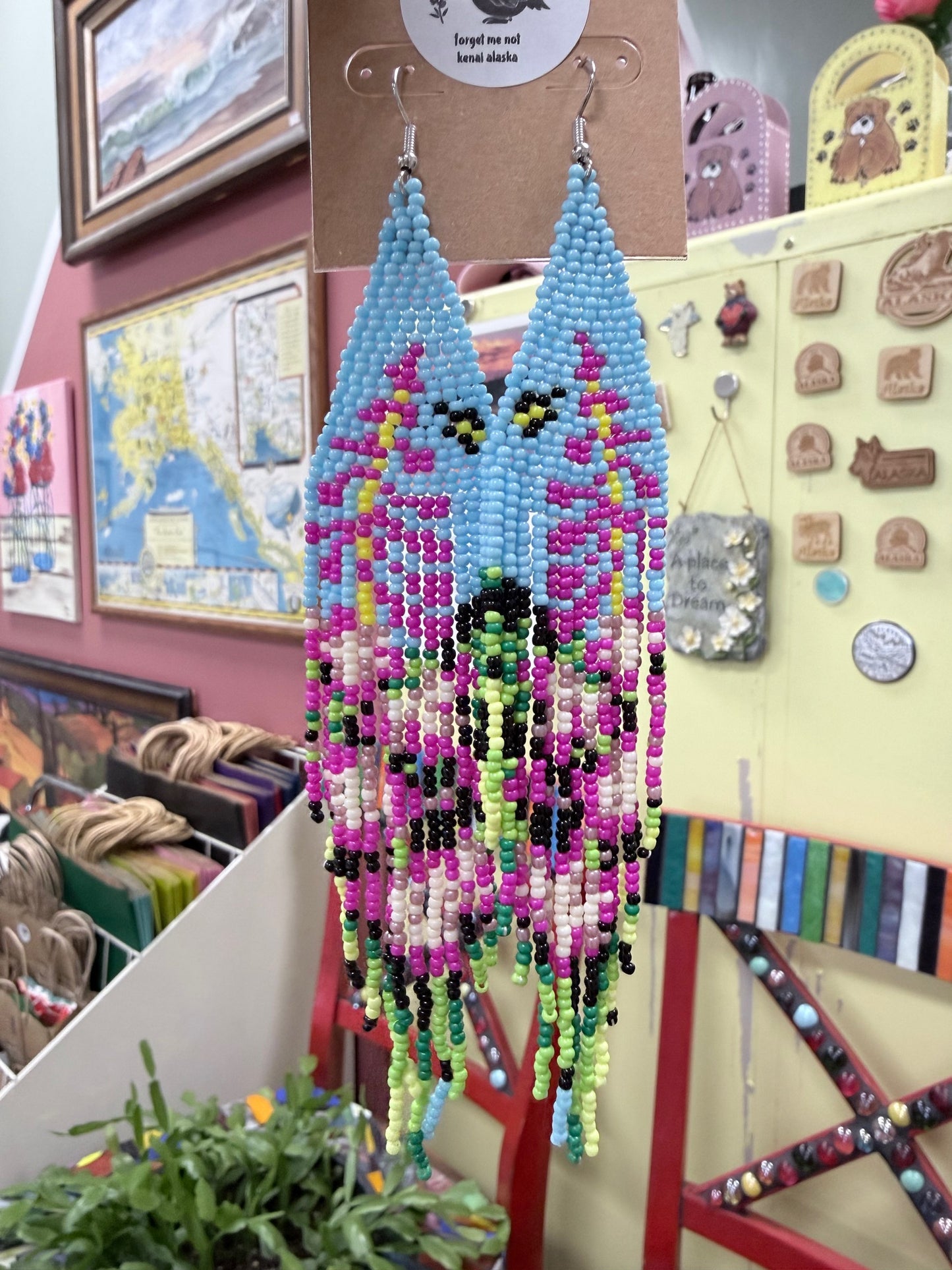 Alaska Forever Summer Fireweed Bead Earrings