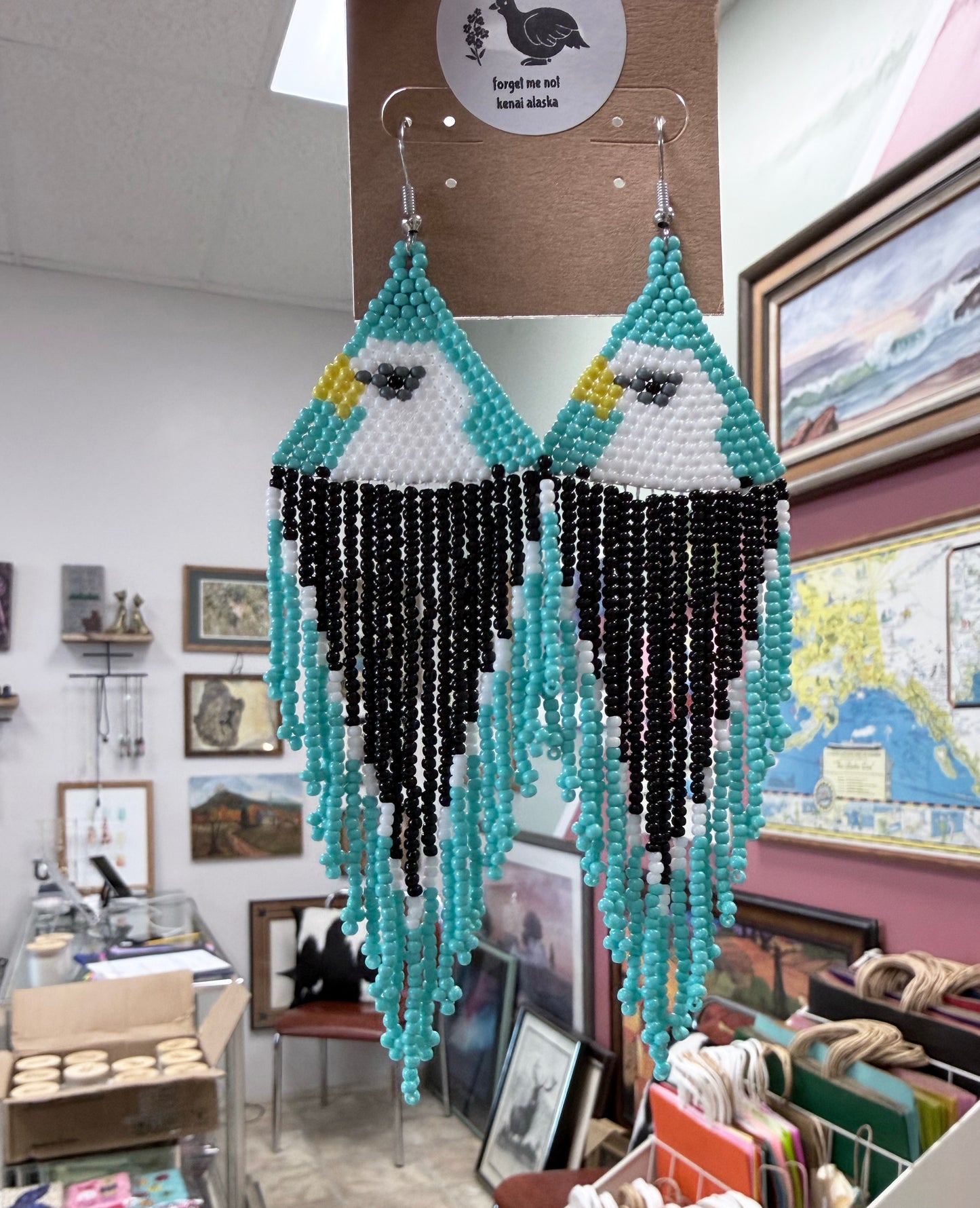 Alaska Bald Eagle Bead Earrings