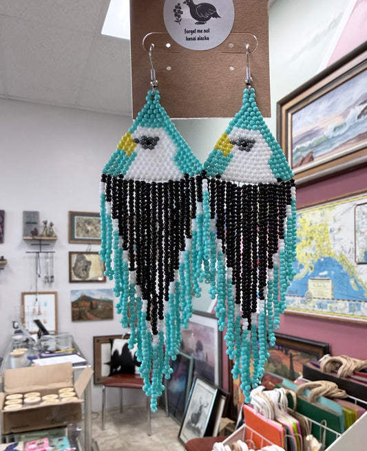 Alaska Bald Eagle Bead Earrings