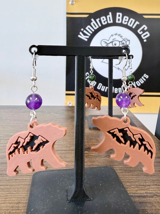 Bear Mountain Stone & Bead Earrings, 2 Colors