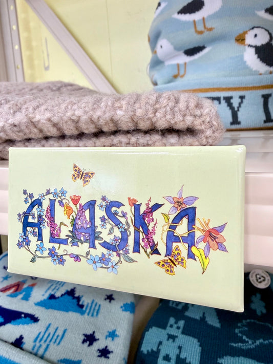 Alaska Forget Me Not Floral Butterfly Magnet