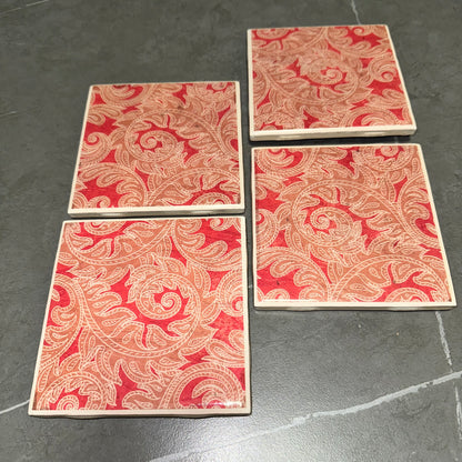 4pcs Paisley Vintage Ceramic Tile Coaster Set