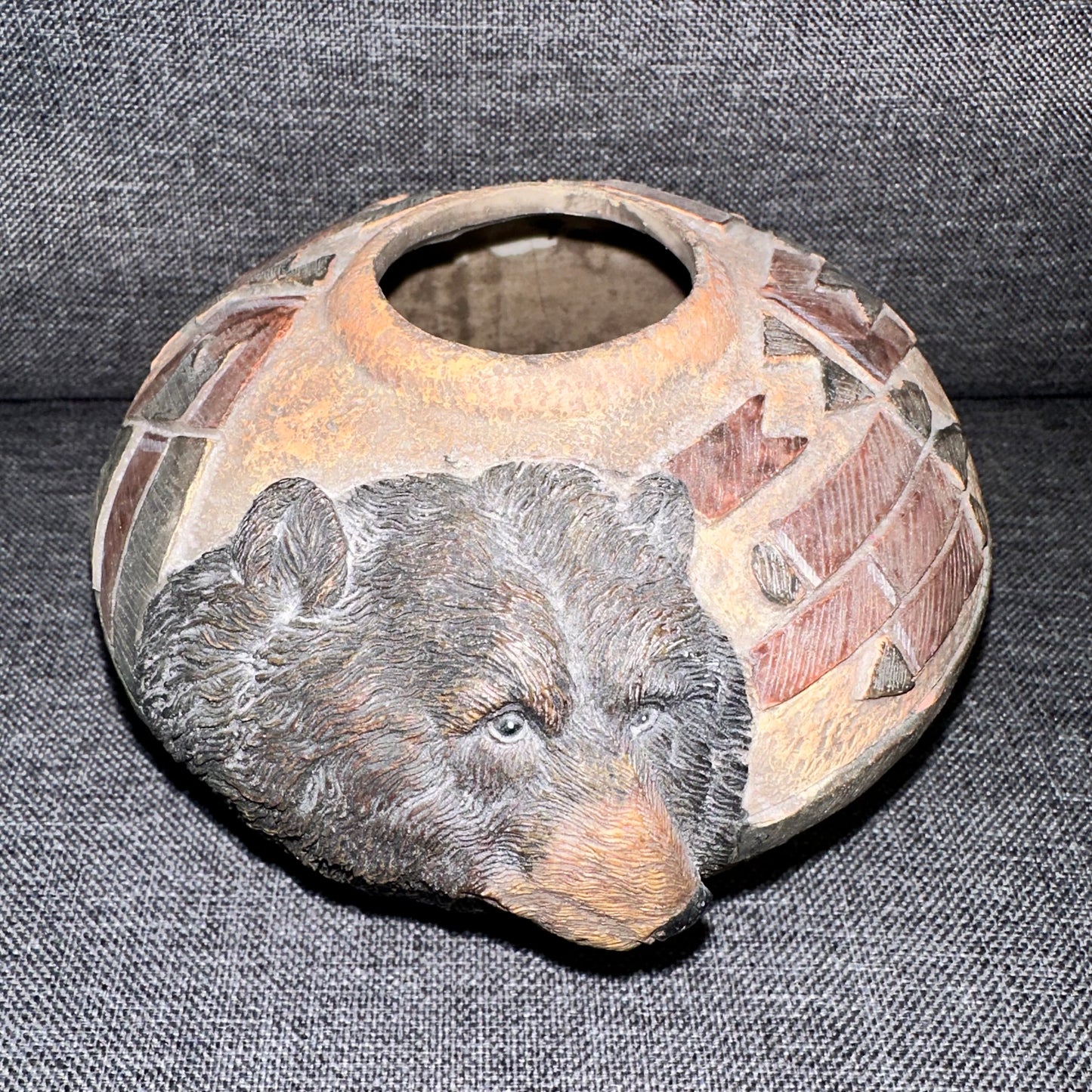 Brown Grizzly Bear Earthware Pottery Clay Ceramic Vase Planter