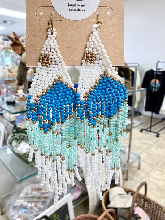 Alaska Aurelia Glacier Glow Beaded Fringe Earrings