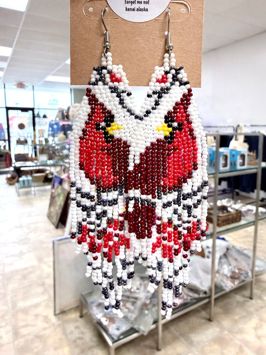 Alaska Cardinal Bead Earrings