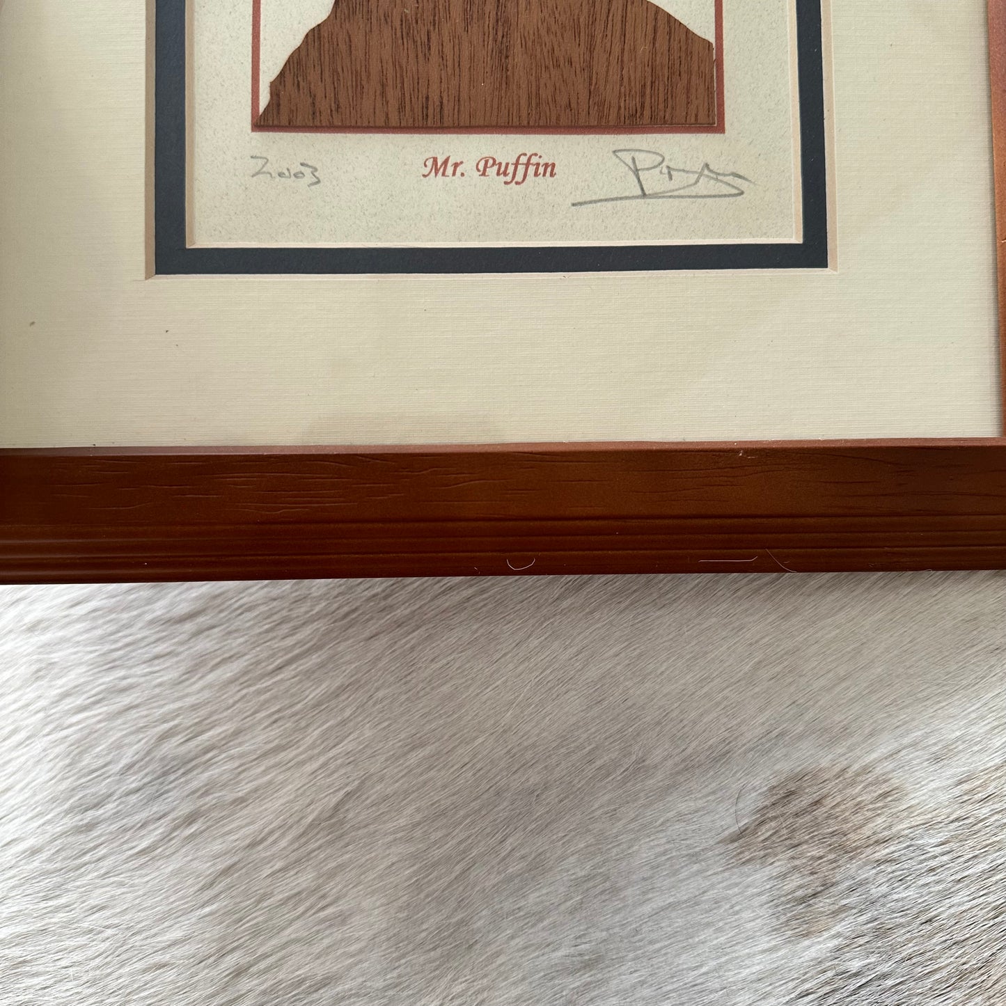 "Mr Puffin" Signed & Framed Alaska Wood Art