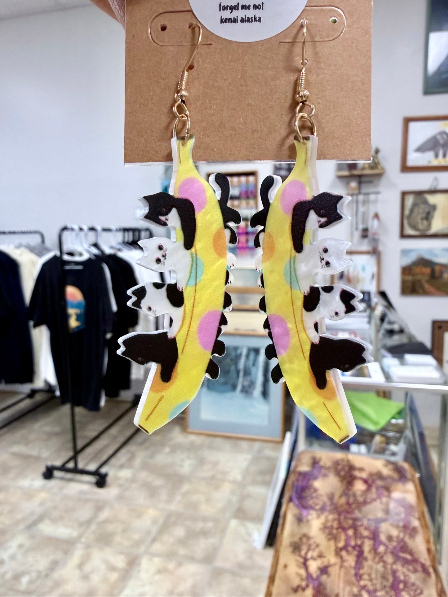 Cat Banana Boat Earrings