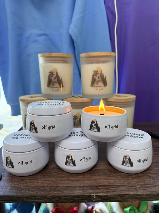 Alaska Off Grid Wood Wick Candle, 4oz Tin w/ Lid