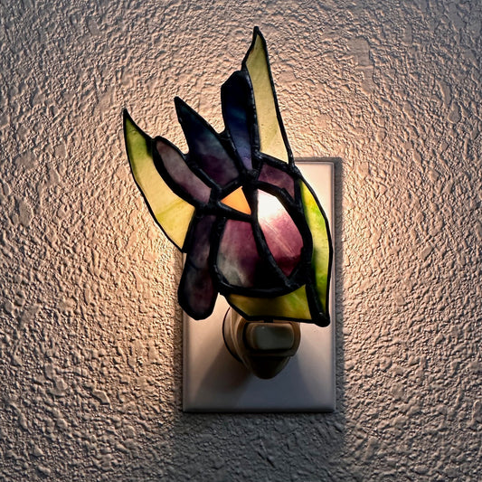 Iris Flower Stained Glass Night Light