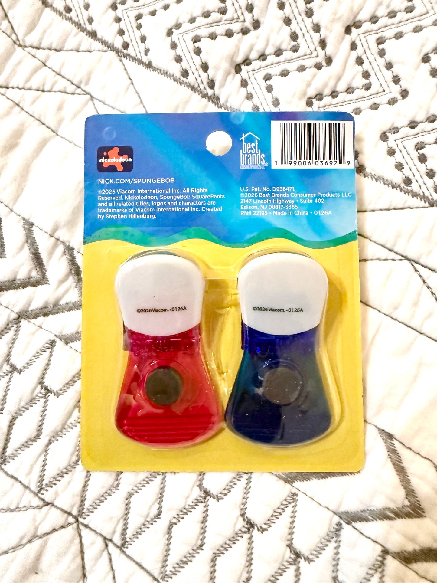 2pc Sponge Bob Squarepants Magnetic Bag Clips