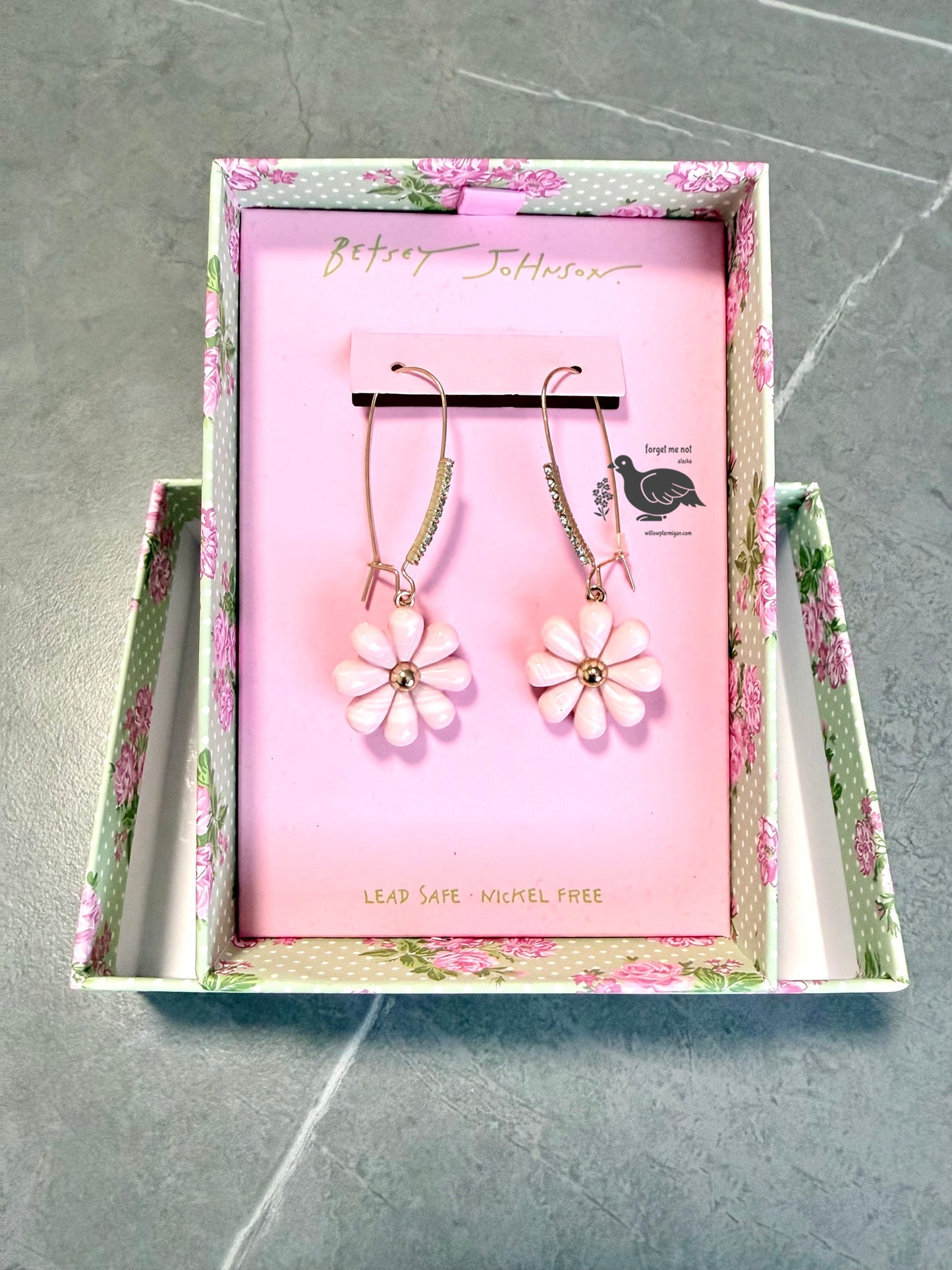 Betsey Johnson Pink Floral Earrings