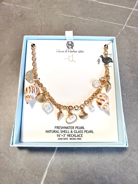 House of Harlow Pearl & Shells Ocean Necklace