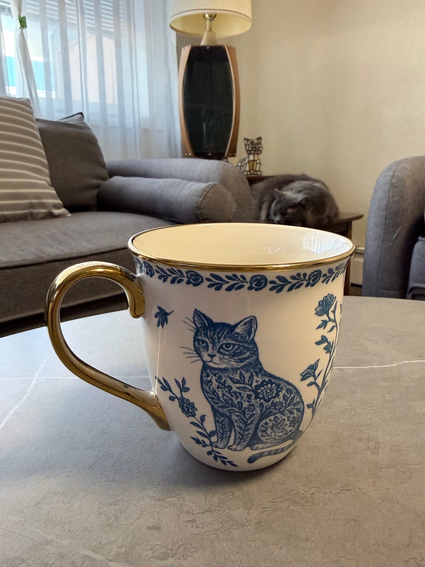 2pc Cat Toile Mug Set