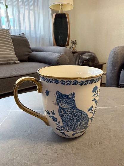 2pc Cat Toile Mug Set