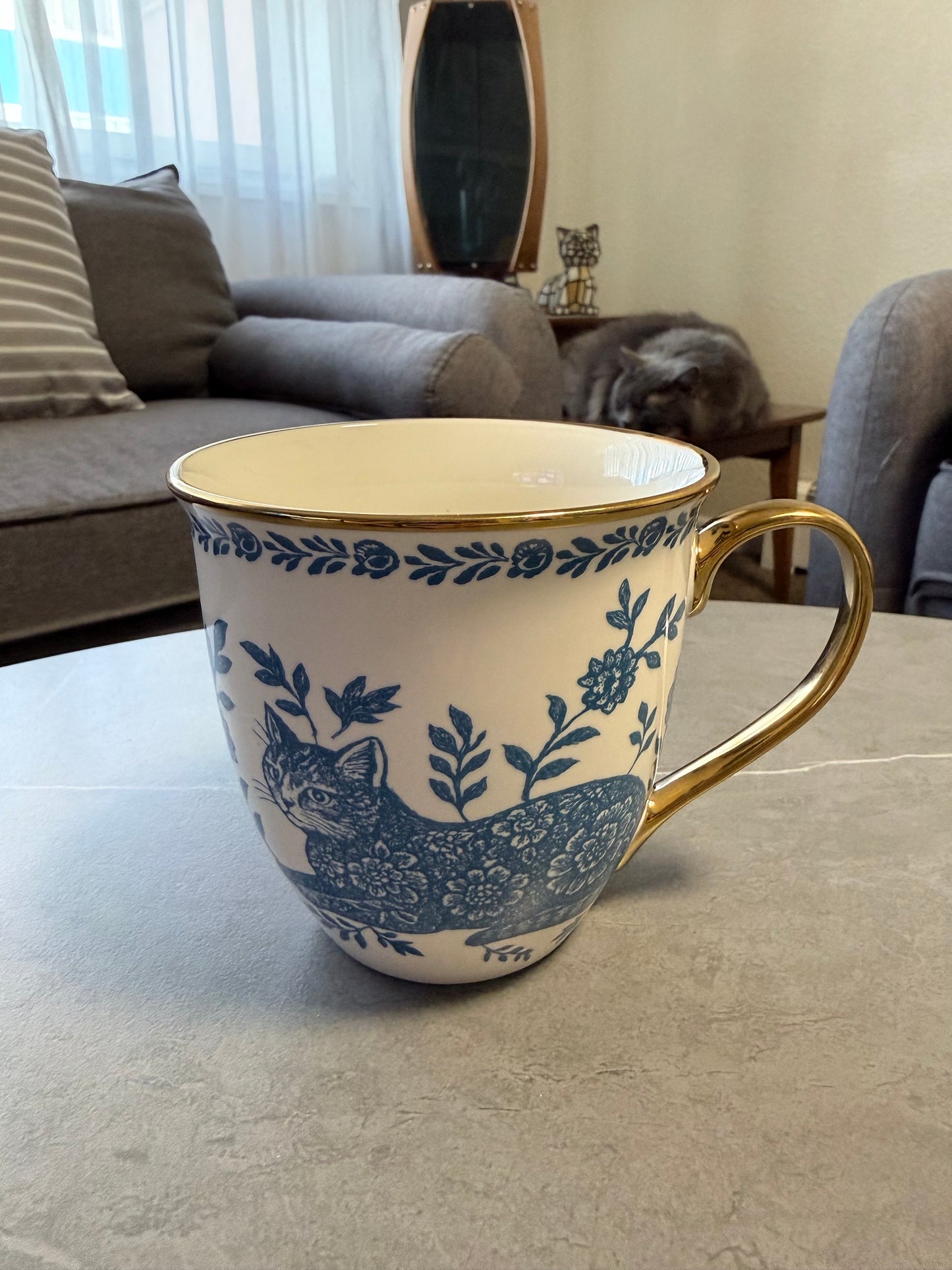 2pc Cat Toile Mug Set