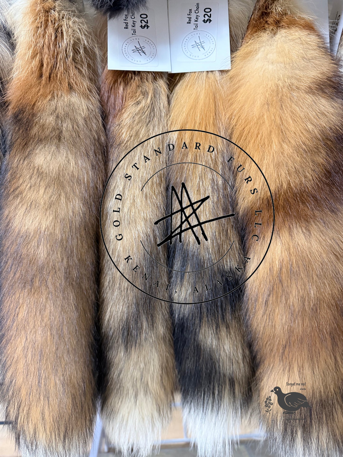 Red Fox Fur Tail Ring Clip Keychain, Med GSF