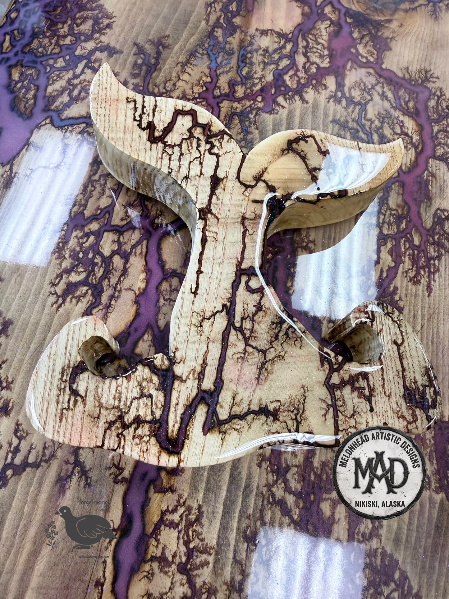 Whale Tail Lichtenberg Wood Burn Resin Wall Decor MAD