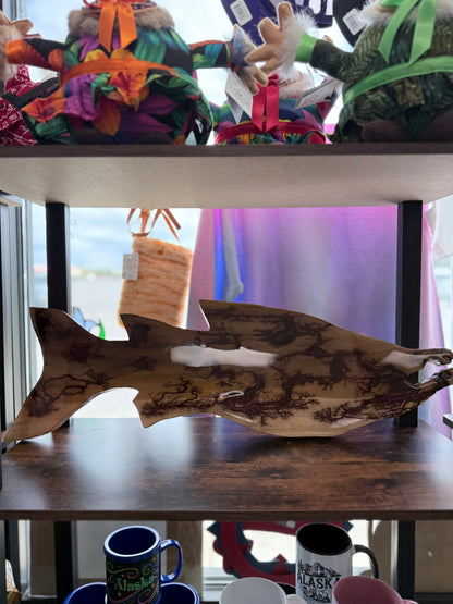 Salmon Lichtenberg Wood Burn Resin Wall Decor MAD
