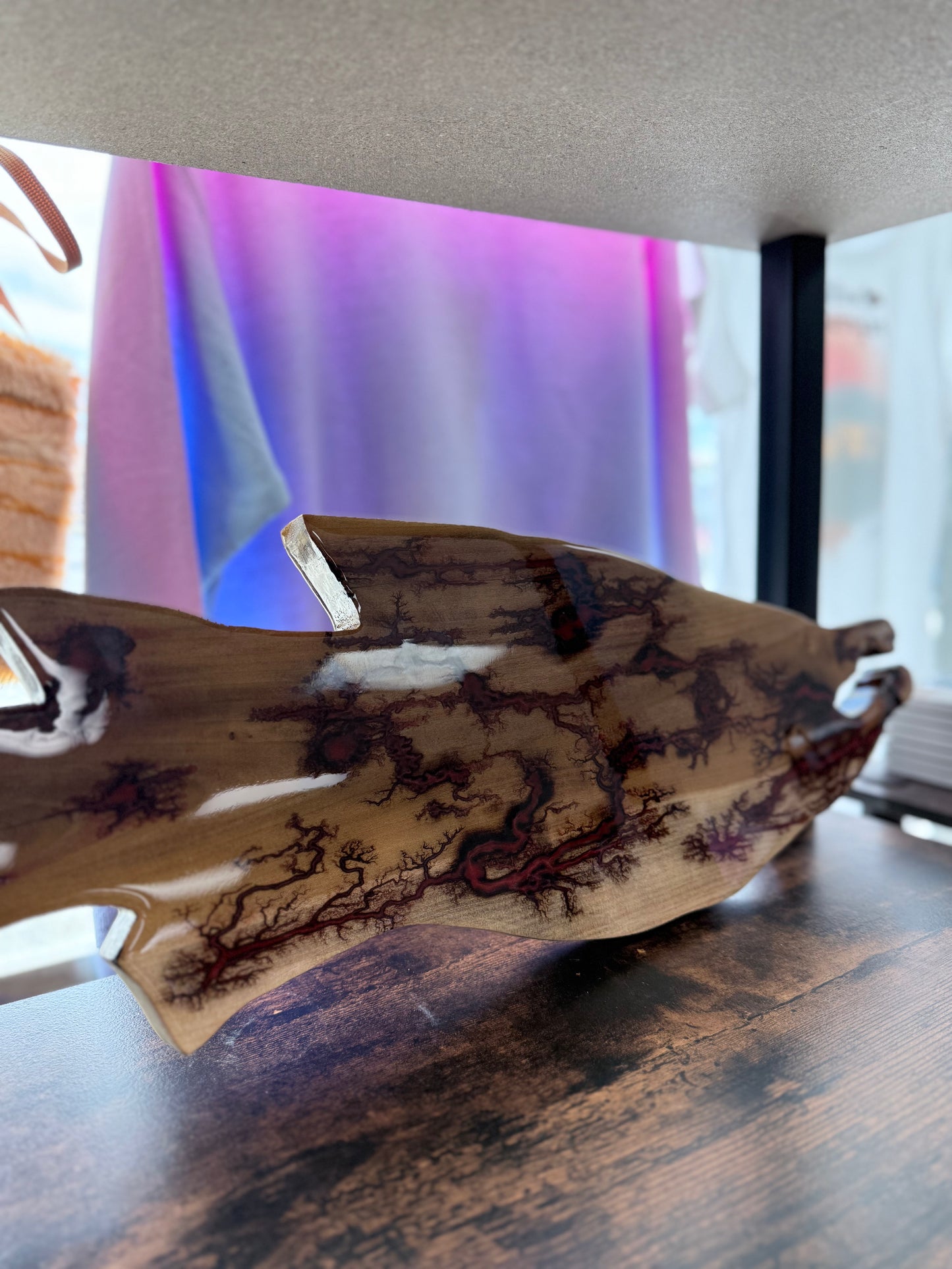 Salmon Lichtenberg Wood Burn Resin Wall Decor MAD