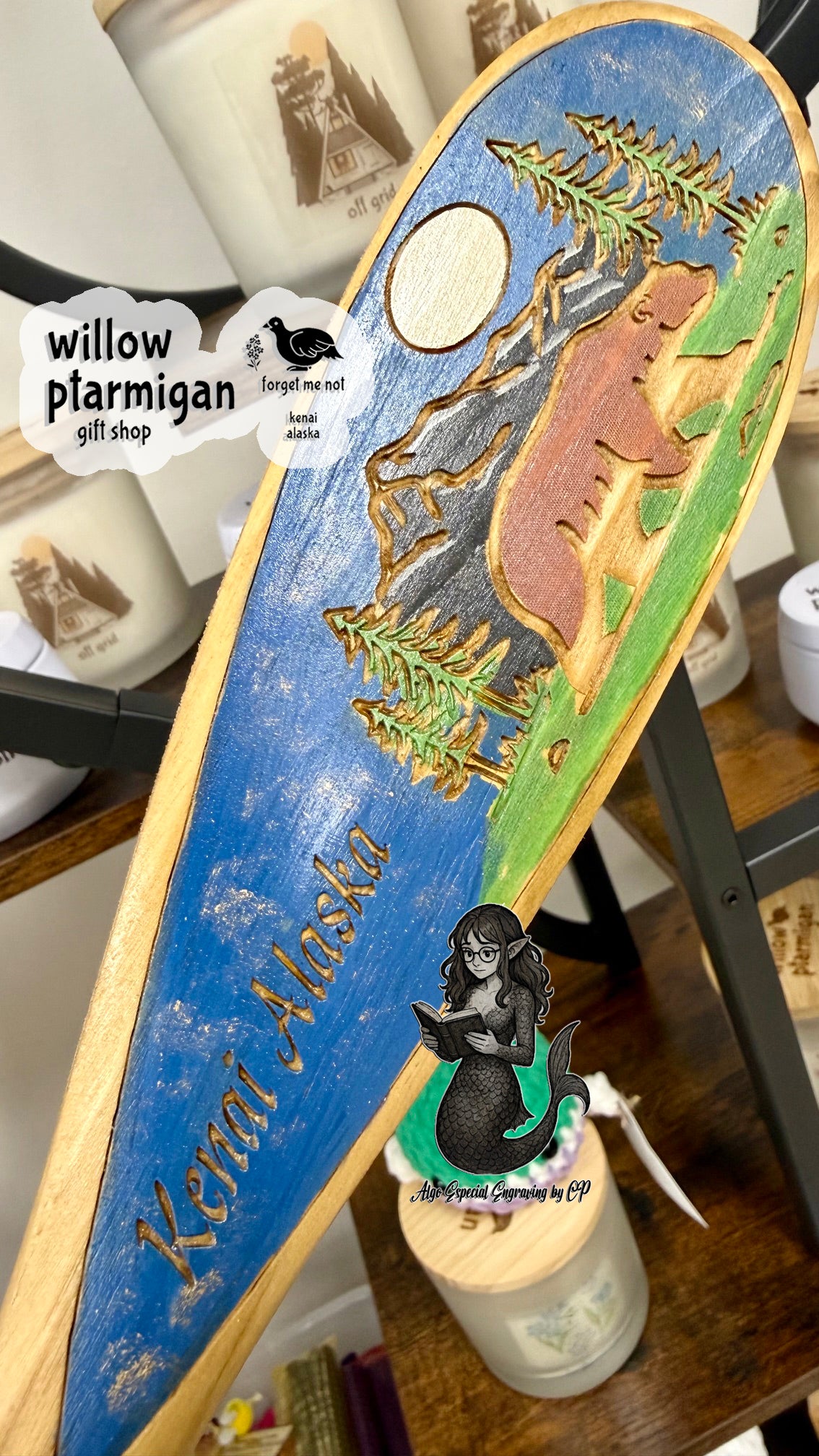 Kenai Alaska Oar Paddle Wood Decor, 4 Styles AEE