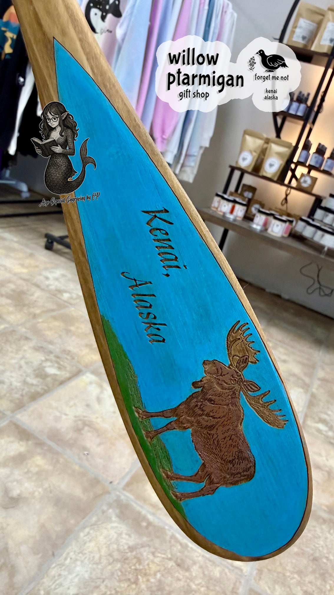 Kenai Alaska Oar Paddle Wood Decor, 4 Styles AEE