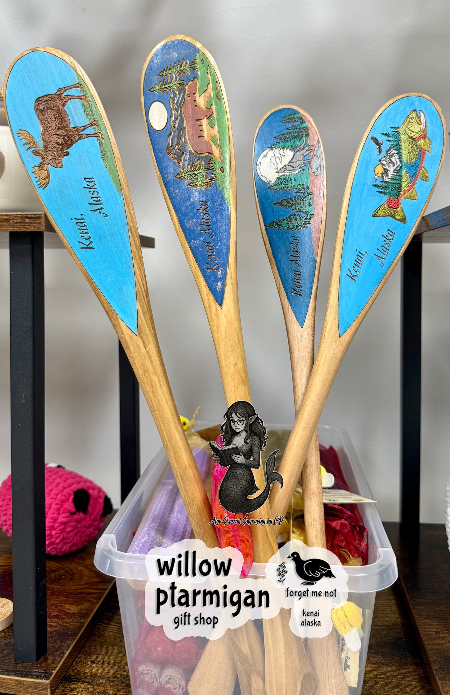 Kenai Alaska Oar Paddle Wood Decor, 4 Styles AEE