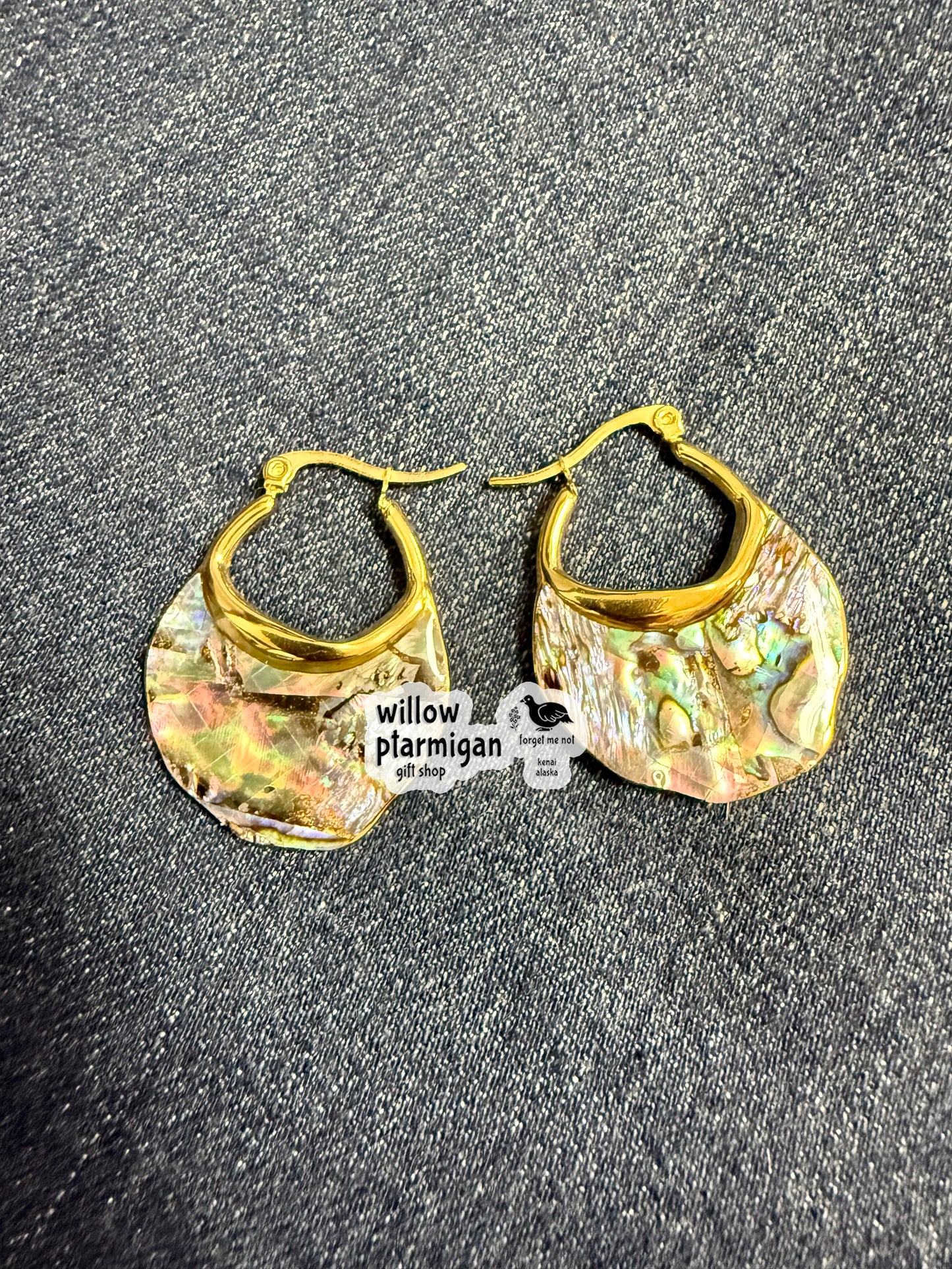 Abalone Shell 18K Gold Plated Hoop Earrings