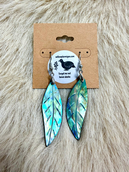 Leaf Shape Abalone Shell Dangle Earrings