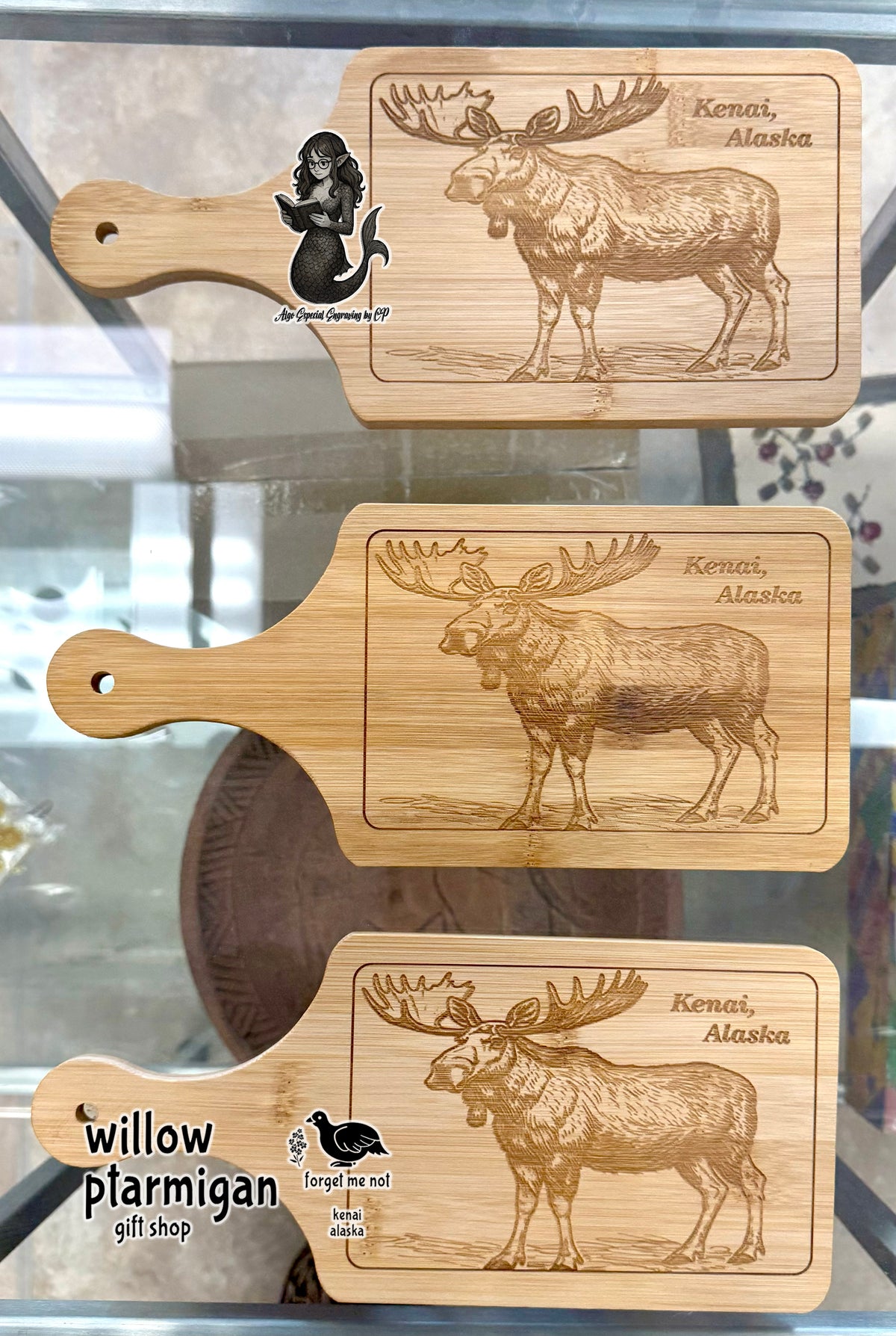Wood Cutting Board Kenai Alaska, 2 Styles AEE