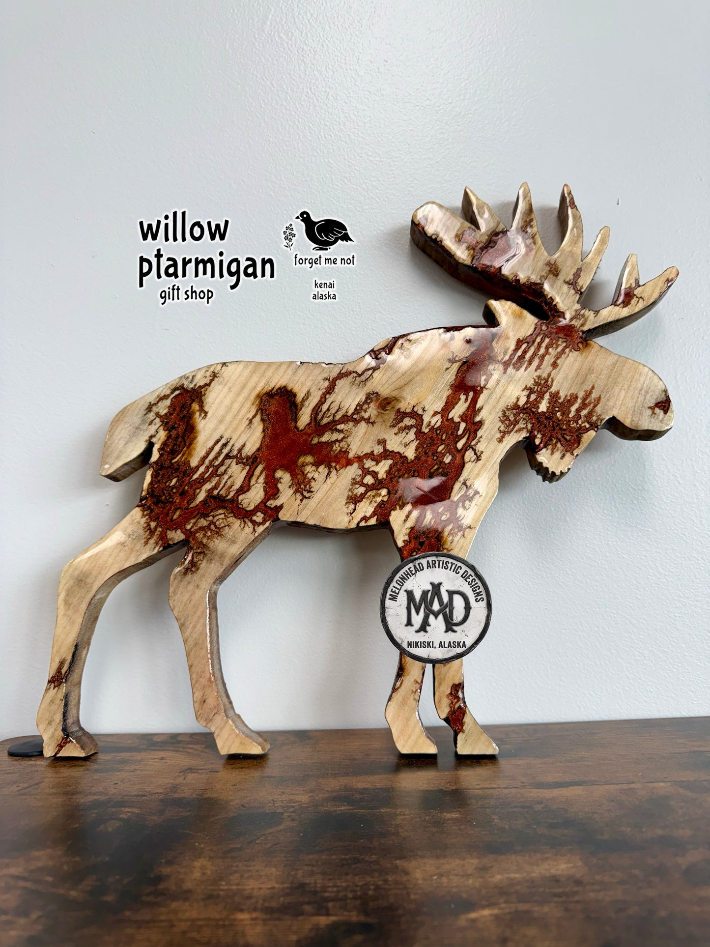 Moose Lichtenberg Wood Burn Resin Wall Decor MAD
