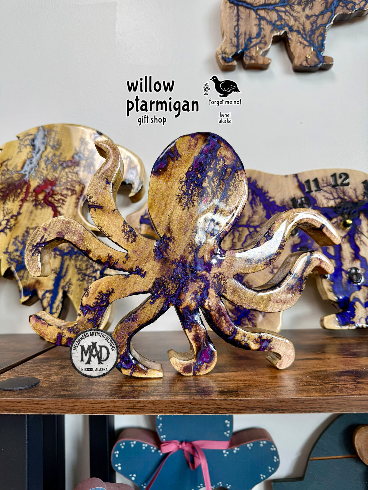Octopus Lichtenberg Wood Burn Resin Wall Decor MAD