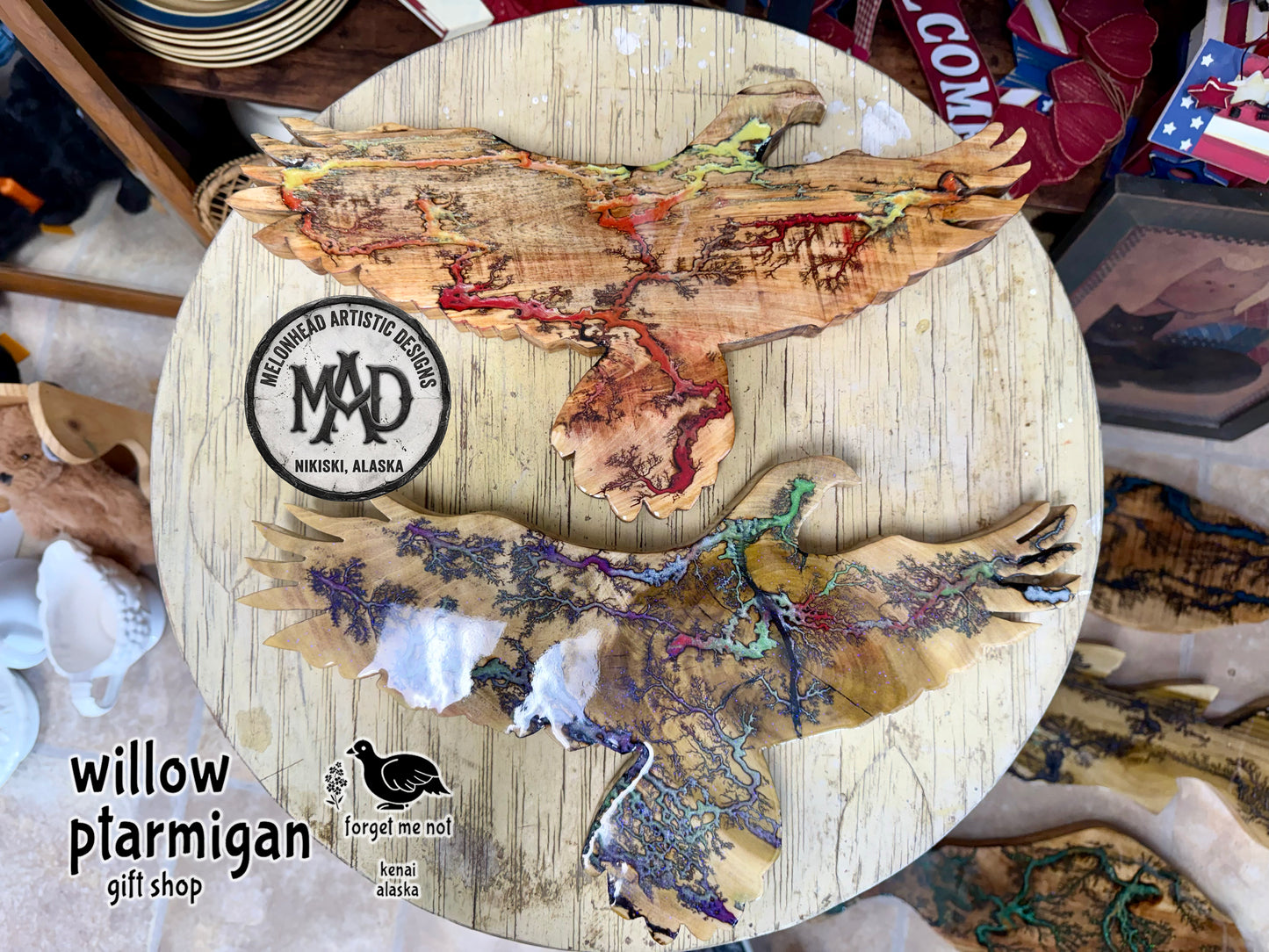 Eagle Wings Lichtenberg Wood Burn Resin Wall Decor MAD