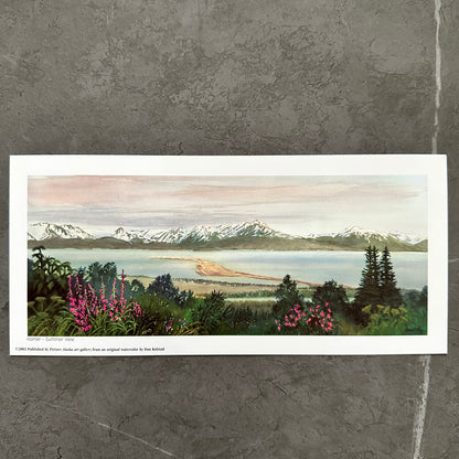 "Homer Summer View" Water Color Painting 4x8" Art Print